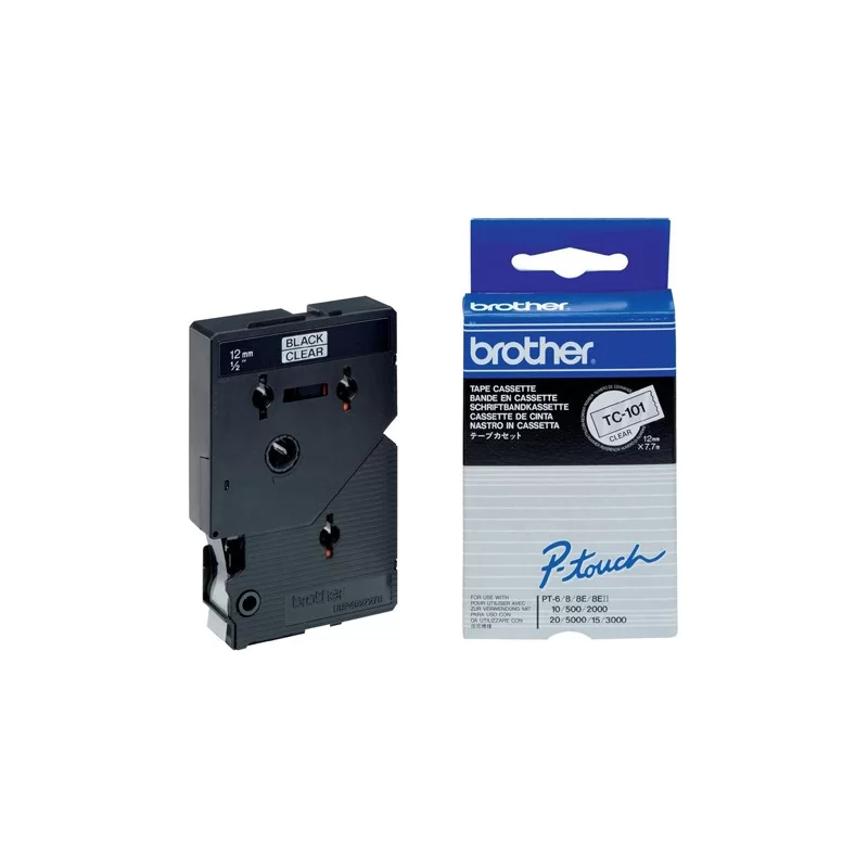 NASTRI SERIE TC DA 12 MM - COLORE NASTRO: TRASPARENTE - COLORE SCRITTA: NERO