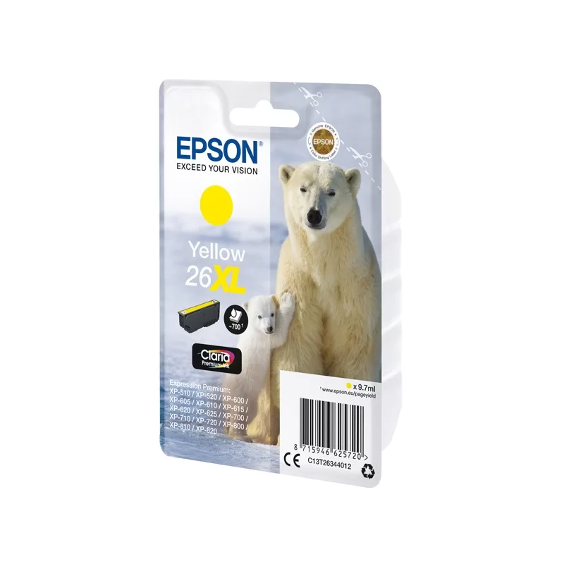 CARTUCCIA GIALLO EPSON CLARIA PREMIUM, SERIE 26XL/ORSO POLARE, IN BLISTER