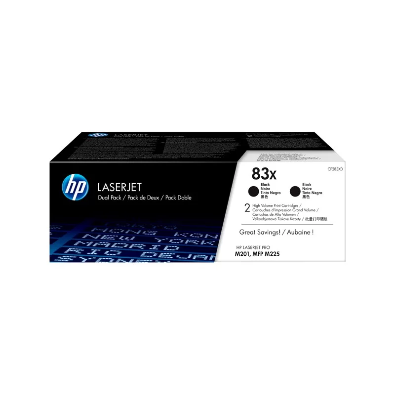 CONFEZIONE DA 2 CARTUCCE TONER NERO ALTA CAPACITA' HP83X