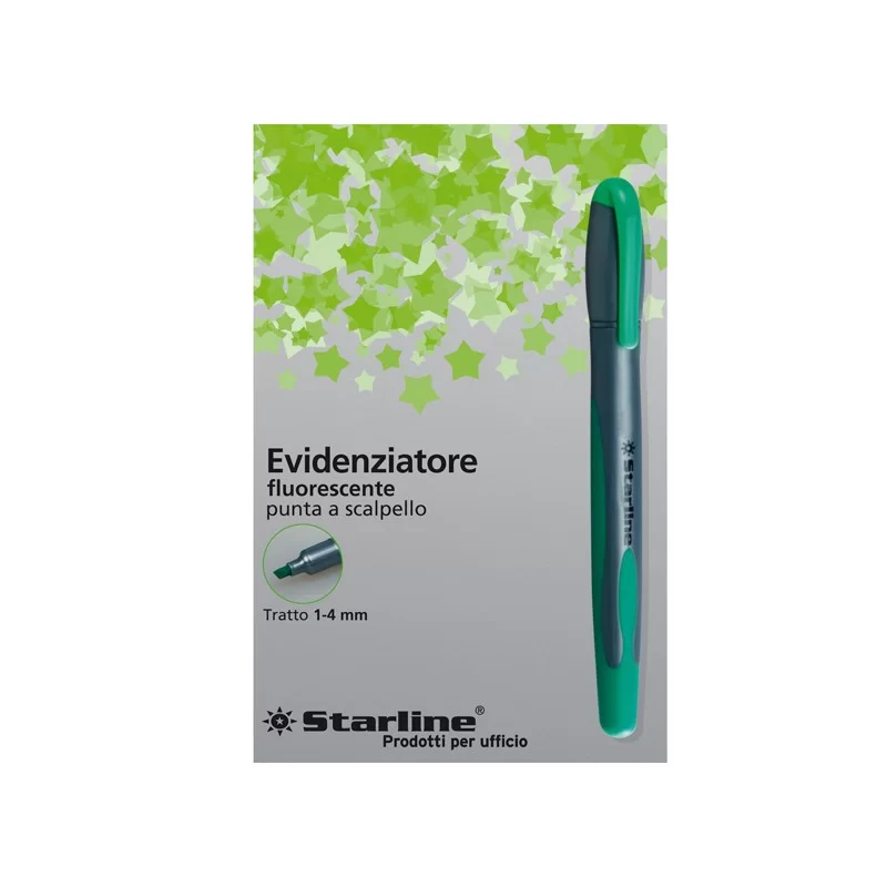 EVIDENZIATORE STARLINE VERDE P.SCALPELLO 1-4MM (Conf.12)