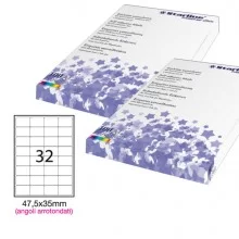 Etichetta adesiva bianca 100fg A4 47,5x35mm (32et/fg) angoli tondi STARLINE