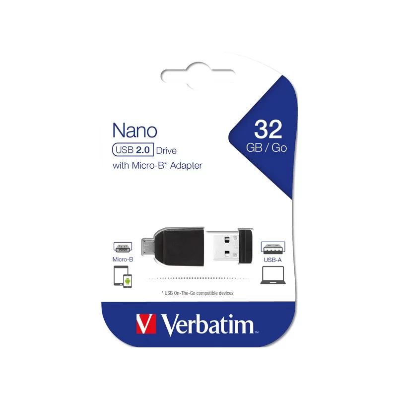 MEMORIA USB2.0 32GB STORE 'N' STAY NANO + OTG MICRO USB ADAPTER