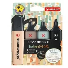 Astuccio 4 evidenziatori Stabilo Boss NatureColors (tE'/sabbia/cenere/nero)