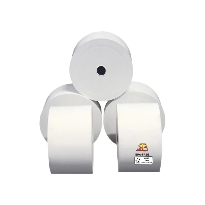 Rotolo carta termica BPA free 55gr neutra 57mmx100mt Ø90mm RICEVUTE CARBURANTE (Conf.24)