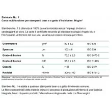 Mezzo Bancale Carta per fotocopie A4 riciclata Classic White (Steinbeis) 80 gr Ris. da 500 fogli (Pallet 120 risme)