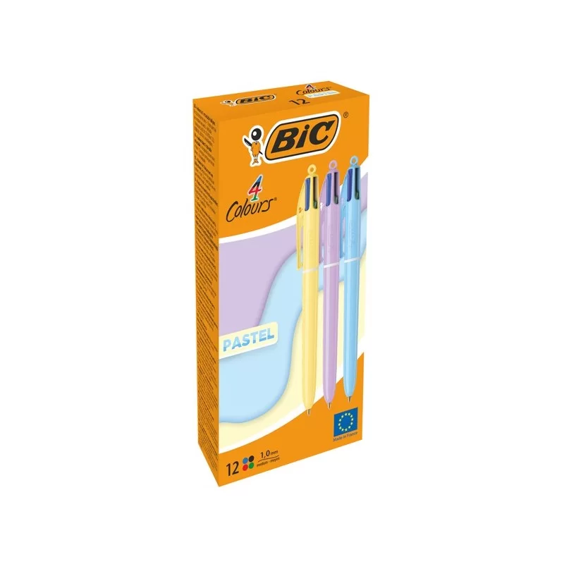 Scatola 12 penna sfera a scatto 4 Colori Pastel 1.0mm BIC®