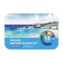 Set 18 demi-godet + pennello brush colori paesaggi DOM