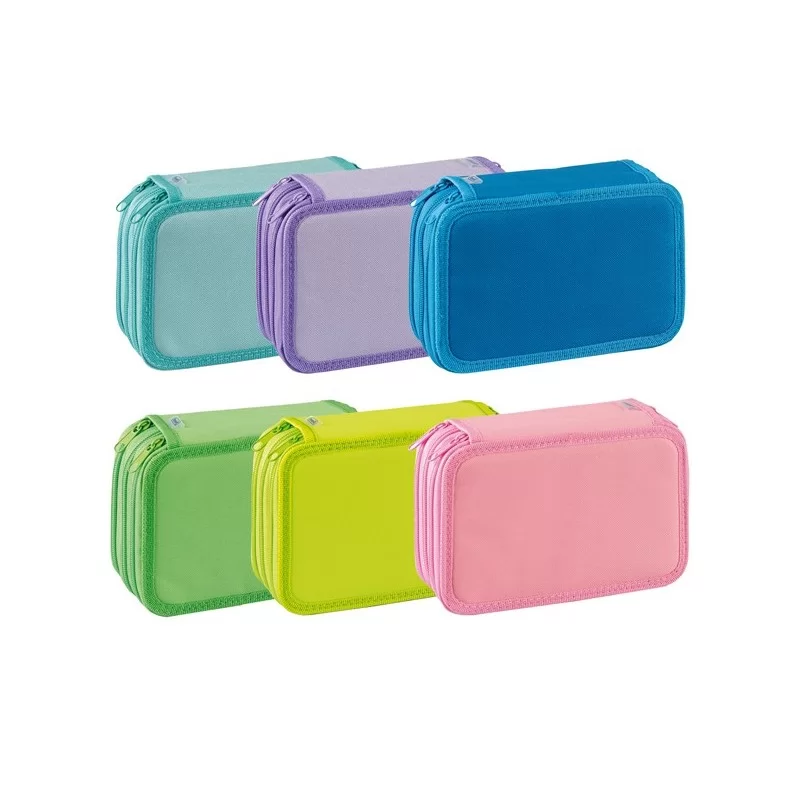 Astuccio 3 Zip Neon  Pastel 13x20x7,5cm colori assortiti Favorit (Conf.12)