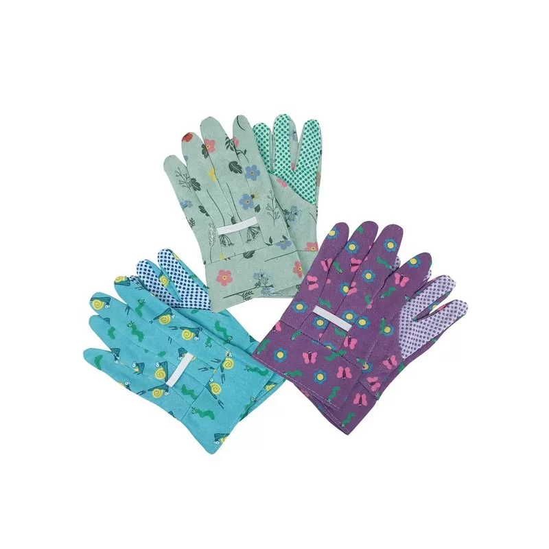 Guanti da giardino bambino c/palmo puntinato in pvc taglia S fantasie assortite