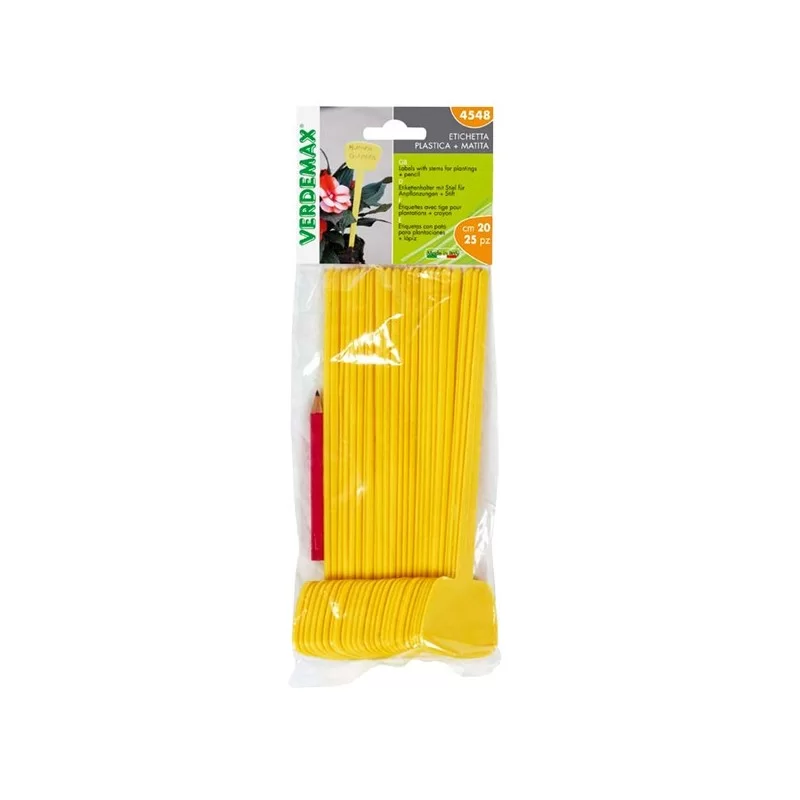 Busta 25 Etichette diritte con gambo 5x4x20cm Verdemax