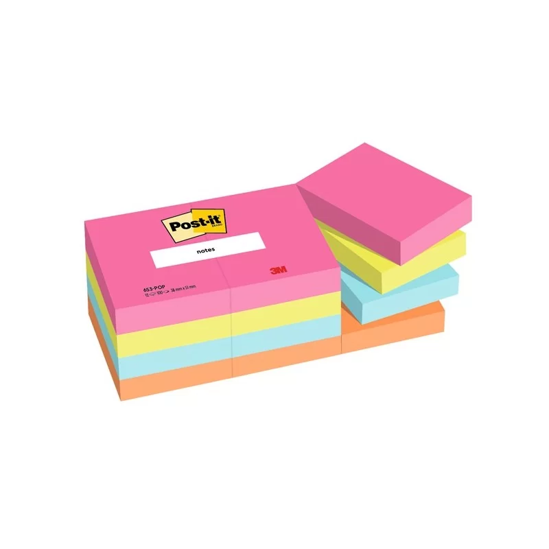 Cf. 12pz blocco 100fg. Post-it® Notes 38x51mm 653-POP Popmistic