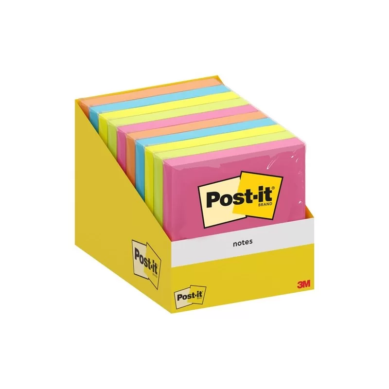 Cf.10 blocchetti c/film 100fg Post-it® Notes 6820-COL-W10 76x76mm colori ass.