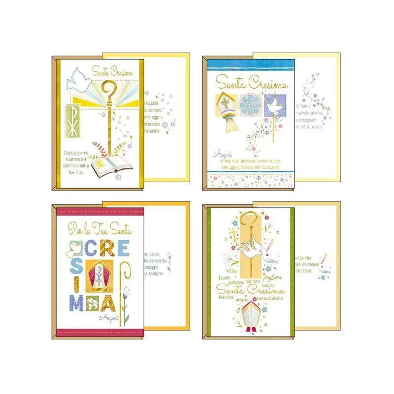Biglietto Cresima 4 soggetti assortiti Kartos (Conf.12)
