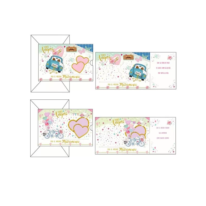 Biglietto Matrimonio 4 soggetti ass. Kartos (Conf.12)