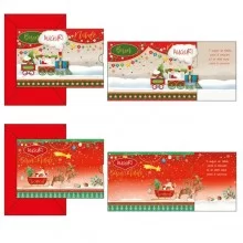 Biglietto auguri Natale c/tirette in fantasie assortite Kartos (Conf.12) FUORI CATALOGO