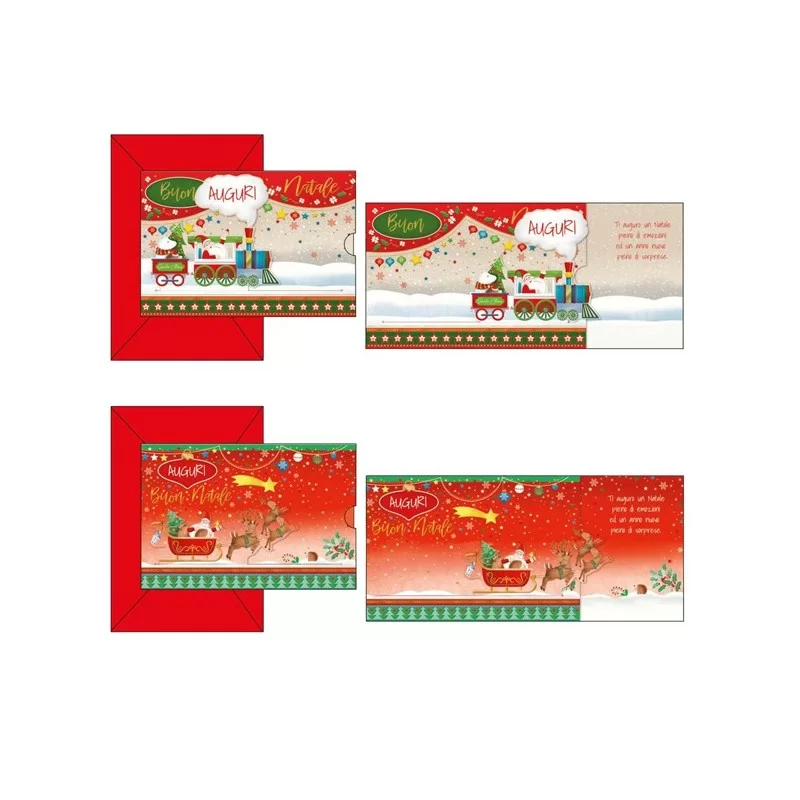 Biglietto auguri Natale c/tirette in fantasie assortite Kartos (Conf.12) FUORI CATALOGO