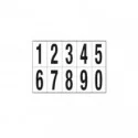 Foglio con 10 numeri autoadesivi da 0 a 9 nero/bianco 70x124mm