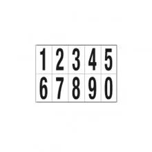 Foglio con 10 numeri autoadesivi da 0 a 9 nero/bianco 70x124mm