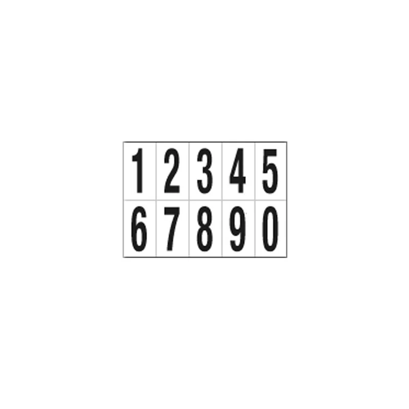 Foglio con 10 numeri autoadesivi da 0 a 9 nero/bianco 70x124mm