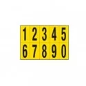 Foglio con 10 numeri autoadesivi da 0 a 9 nero/giallo 56x99mm