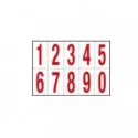 Foglio con 10 numeri autoadesivi da 0 a 9 rosso/bianco 56x99mm