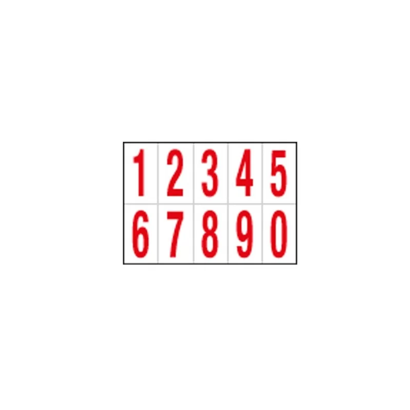 Foglio con 10 numeri autoadesivi da 0 a 9 rosso/bianco 56x99mm