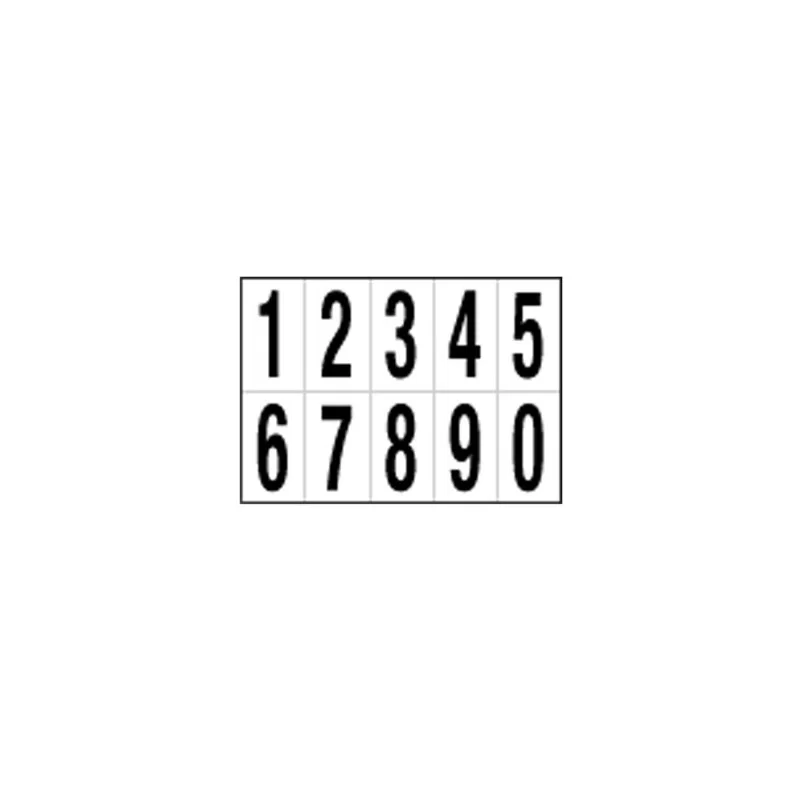 Foglio con 10 numeri autoadesivi da 0 a 9 nero/bianco 56x99mm