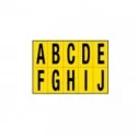 Foglio con 10 lettere autoadesivi da A a J nero/giallo 56x99mm