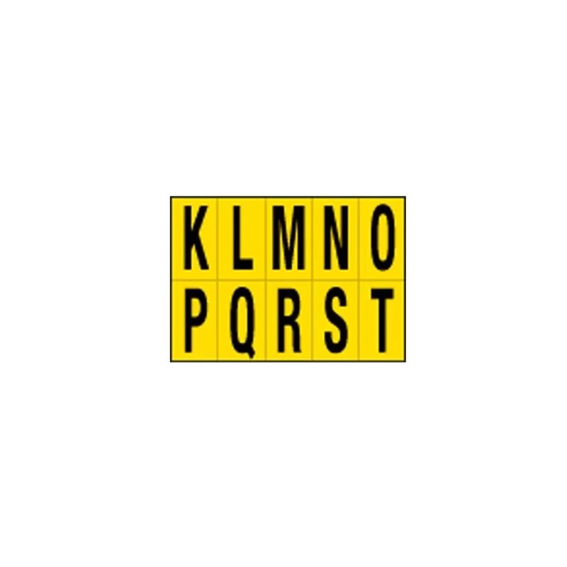 Foglio con 10 lettere autoadesivi da K a T nero/giallo 56x99mm
