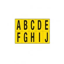Foglio con 10 lettere autoadesive da A a J nero/giallo 70x124mm