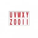 Foglio con 10 lettere autoadesive da U a Z rosso/bianco 70x124mm