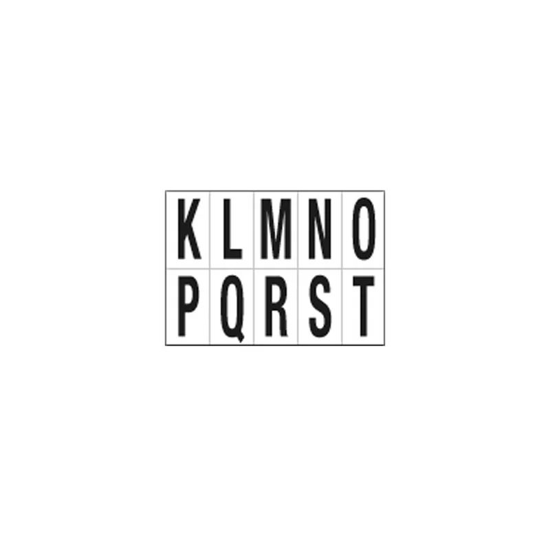 Foglio con 10 lettere autoadesive da K a T nero/bianco 70x124mm