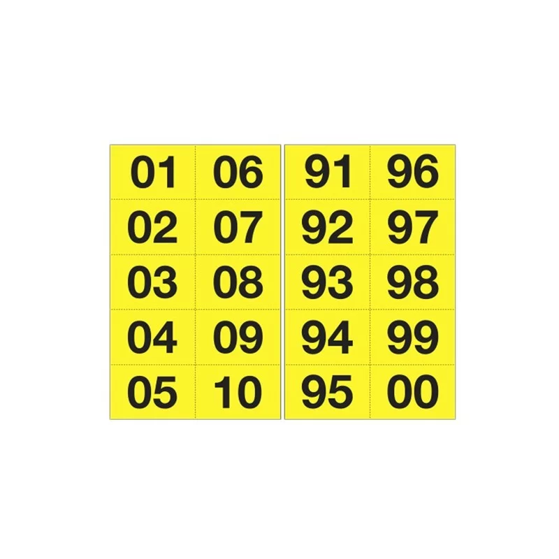 Kit numeri adesivi da 01 a 99 nero/giallo 44x34mm
