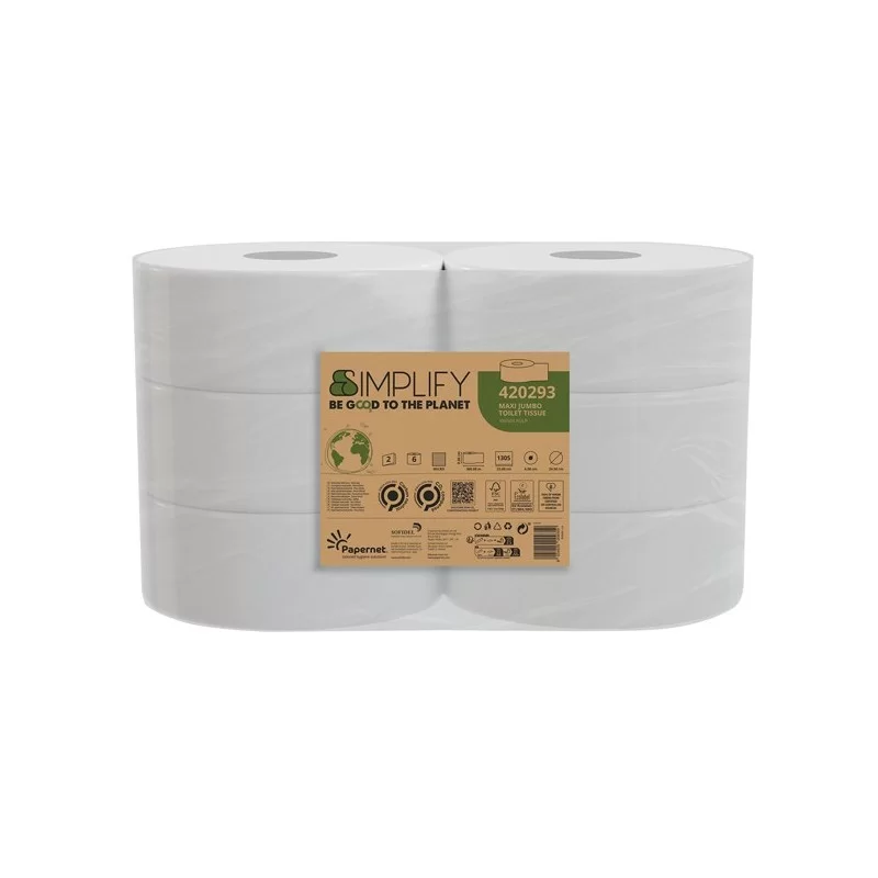 Pacco 1305 strappi Carta Igienica MaxiJumbo goffratura micro SIMPLIFY Papernet (Conf.6)
