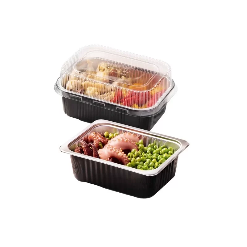 Pack 25 Contenitori alluminio stirato 1 porzione + coperchio in R-PET Cuki