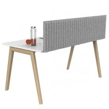 Pannello acustico da scrivania L115xH40cm c/morsetti neri GRIGIO CHIARO Stripes