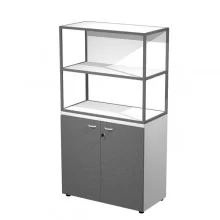 LIBRERIA media metal + arm. basso bianco/antracite/bianco/str.antracite ESSENCE