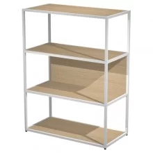 LIBRERIA media a giorno 90x44cm - H119cm ROVERE - gamba BIANCO ESSENCE