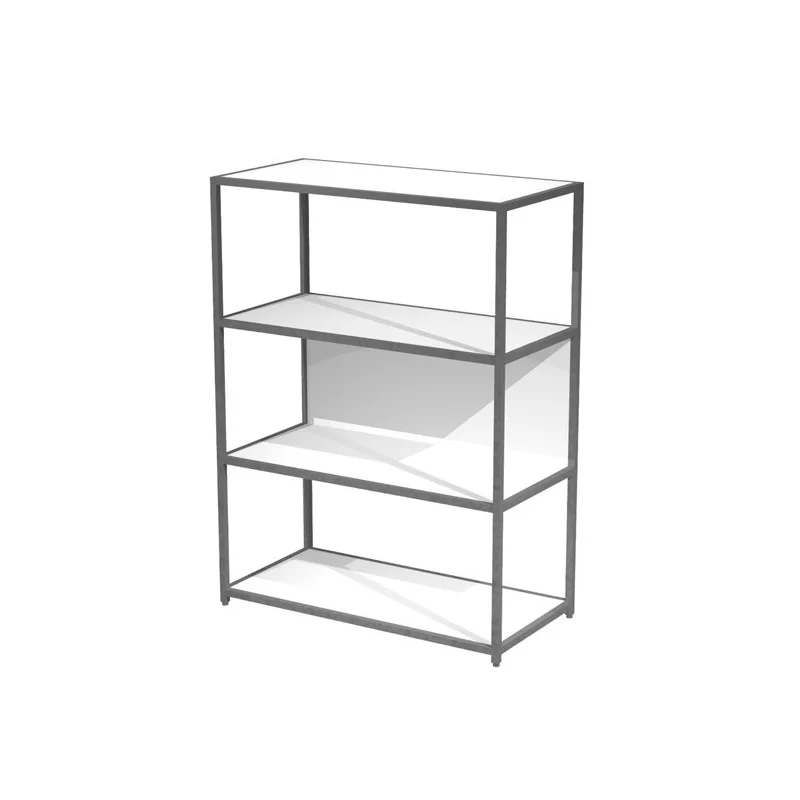 LIBRERIA 4 ripiani 90x44H122cm con struttura metal ANTRACITE- BIANCO Modular