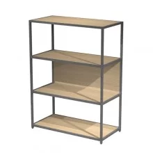 LIBRERIA 4 ripiani 90x44H122cm con struttura metal ANTRACITE- ROVERE Modular