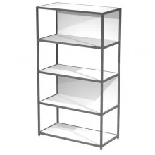 LIBRERIA 5 ripiani 90x44H161cm con struttura metal ANTRACITE - BIANCO Modular