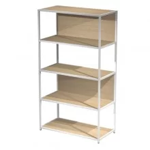 LIBRERIA 5 ripiani 90x44H161cm con struttura metal BIANCO - ROVERE Modular