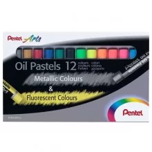 Astuccio 12 pastelli a olio colori assortiti fluo e metal Pentel FUORI CATALOGO