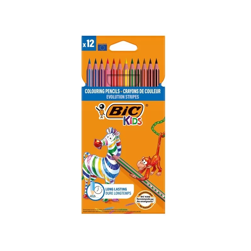 Astuccio 12 matite Evolution Stripes colori assortite BIC