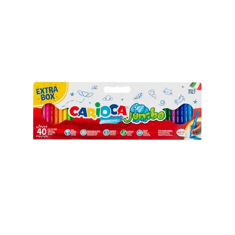 Valigetta 40 pennarelli Jumbo lavabili colori assortiti CARIOCA