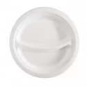 50 Piatti a 2 scomparti monouso in canna da zucchero Ø23cm bianco Signor Bio