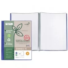 Portalistini personalizzabile Ermes TI in PP riciclato 20 buste blu Sei rota (Conf.25)