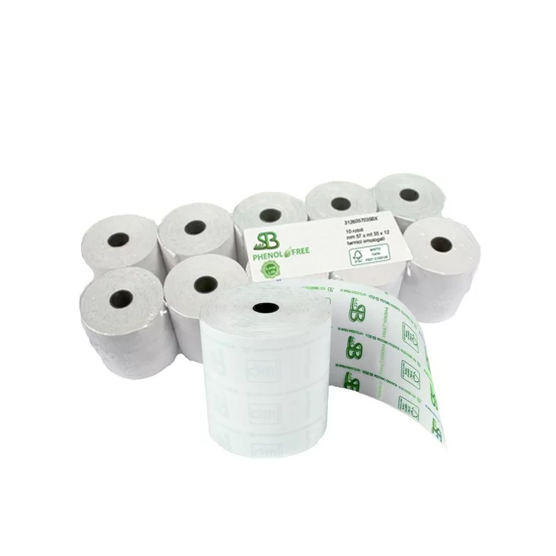 Blister 10 rotoli RC carta termica LUNGA DURATA 57,5mm x 30mt Ø50mm