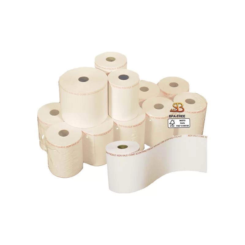 Blister 4 rotoli carta termica adesiva BPA free 60mm x 38mt Ø 82mm per Bilance