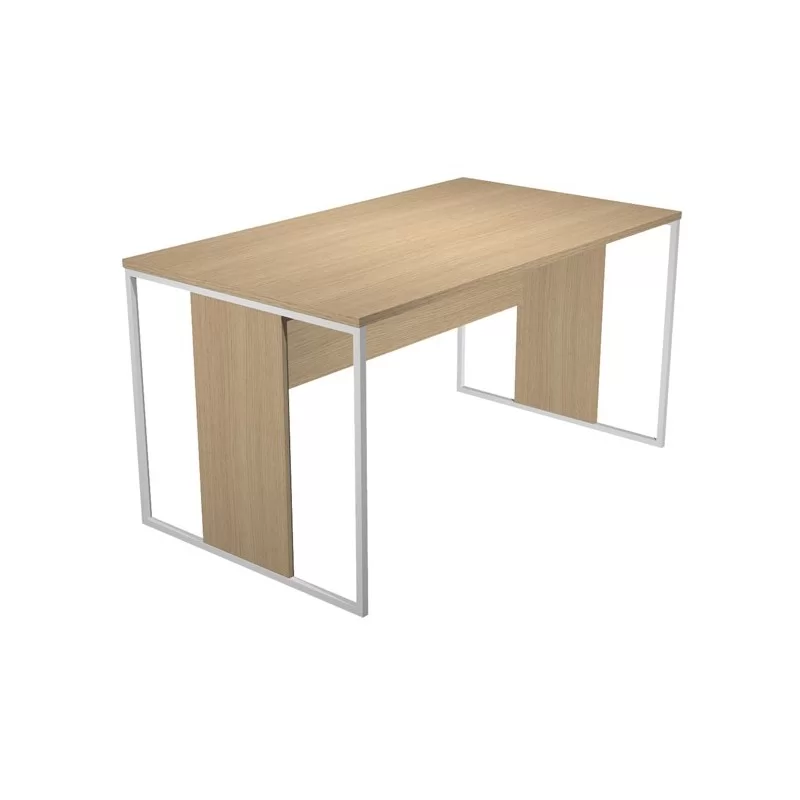 SCRIVANIA SINGOLA 120X80cm ROVERE - gamba bianco - ESSENCE